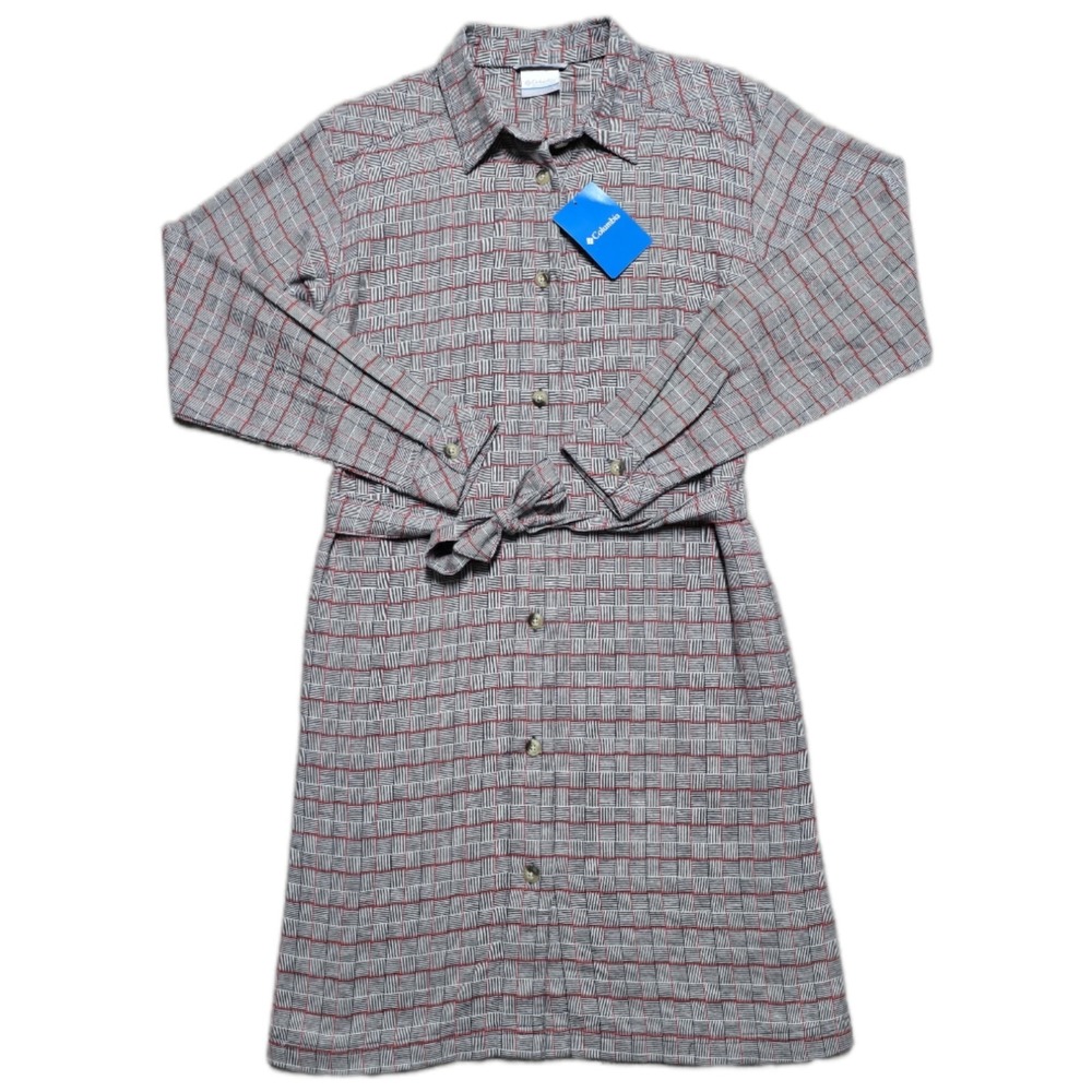 NWT Columbia Holly Hideaway Flannel Dress Womens M 100% Cotton Pockets Button‎
